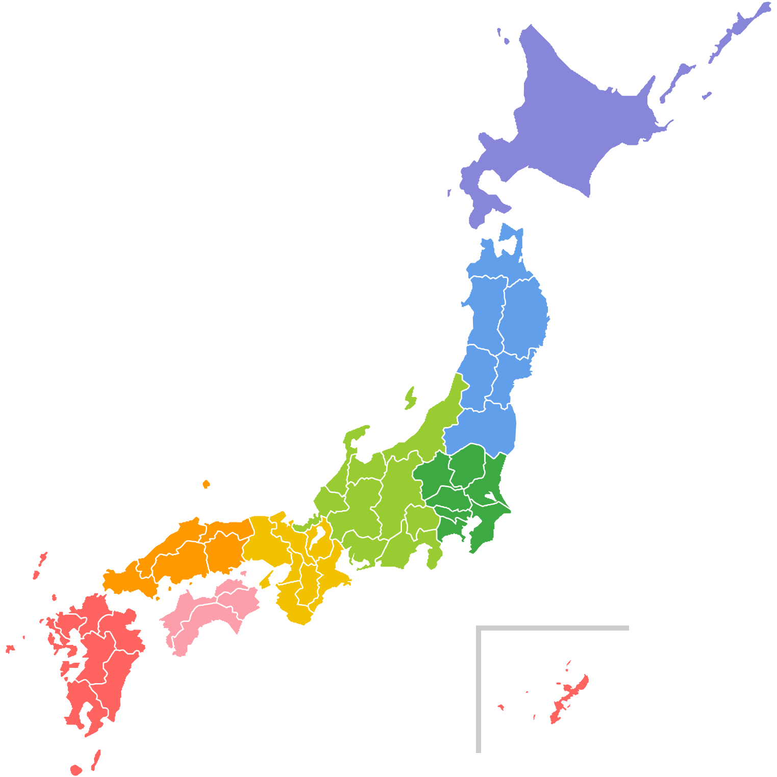 対応可能エリアの日本地図